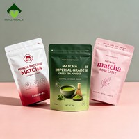 Sachet d'emballage personnalisé pour poudre de thé vert Matcha, finition mate, pochette verticale avec fermeture éclair pour compléments alimentaires super-alimentaires