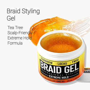 Gel de tressage vegan à tenue extrême d'arbre à thé de marque privée pour mèches de cheveux torsadés Cornrows Gel de tresse pour frisottis - Product Image 1