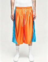 Pantalones Cortos de Baloncesto Retro OEM para Hombre, Corte Holgado, Color en Contraste, Tela Brillante, Logotipo de Marca Personalizado, Estilo Hip Hop, para Entrenamiento