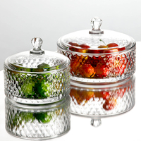 Pot de rangement en verre gaufré avec couvercle, récipient en verre transparent multi-usages pour l'organisation des aliments sur le comptoir de la cuisine à la maison