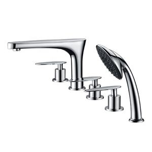 HIMARK moderne 5 trous salle de bain baignoire robinet monté sur le pont baignoire robinet chrome cuivre bain douche mélangeur - Product Image 2