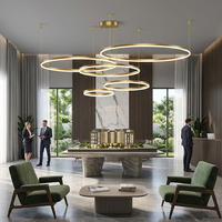 Lustre LED triple anneau minimaliste moderne, taille personnalisée, éclairage de plafond de luxe pour hall d'hôtel, centre de marketing, restaurant