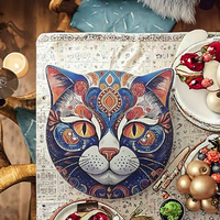 Sous-verre en céramique moderne et mignon en forme de tête de chat, pliable, pour table de cuisine, avec design personnalisé