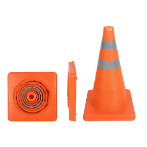 Cône de route en nylon Oxford personnalisé produits d'avertissement réfléchissants cônes de sécurité de cône de signalisation pliable de barricade Flexible - Product Image 6