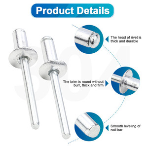 Rivets aveugles en aluminium anodisé à tête ronde, prix d'usine, couleur et taille personnalisées, certifiés ROHS, fabricant - Product Image 3
