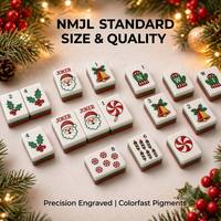Ensemble de Mahjong Américain de Noël Compatible avec les Pions en Acrylique de Luxe Standard NMJL – Cadeau de Fêtes