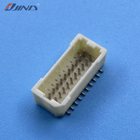 موصل لوحة دوائر مطبوعة SMT ثنائي الصف JINDA 1.0T-1-LT-2*10A بخطوة 1.0 مم و20 دبوس، طرف توصيل من البرونز الفوسفوري مطلي بالذهب للتركيب السطحي