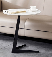 Table basse moderne de luxe en céramique durable, table carrée créative, petite table de salon, table basse à double étage pour villa