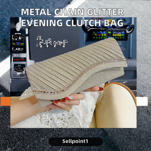 Nuevo Bolso de Mano Ligero con Cadena de Metal y Piedras Cuadradas para Bodas, Fiestas, Cenas, Moda de Noche para Damas - Product Image 2