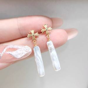 22630 S925 Pendientes de Plata, Soporte Vacío para Pendientes, Gancho de Oreja Simple y Moderno con Cuentas de 6-11 mm, Accesorios de Perlas para Mujer - Product Image 2