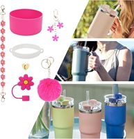 Bouilloire en acier portable 40OZ avec motif rose, qualité alimentaire, pour fille, avec accessoires en gel de silice