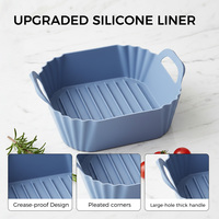 Pot en silicone de qualité alimentaire pour friteuse à air, avec poignées courtes, antiadhésif, résistant à la chaleur, doublure carrée pour friteuse à air, plat de cuisson réutilisable pour XL