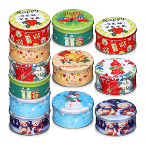 Récipient cylindrique en métal recyclable de cadeau de Noël de Noël, biscuits, chocolat, boîte en métal, ensembles de vente en gros d'usine - Product Image 5