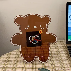 Creative Acrylic Cute Bear Desk Clock Table Home Decor Nordic Fancy Animal Desk Clock Novelty Gifts for Girls Kid