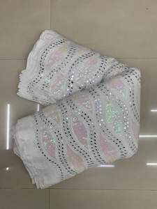 Tela de secuencia de arcoíris con bordado de viscosa más vendida, tela de encaje teñible con patrón de 9mm y 3mm para bodas - Product Image 4