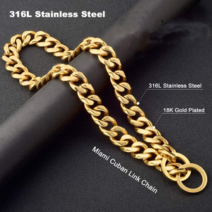 Custom 15mm Stainless Steel <strong>Dog</strong> <strong>Collar</strong> <strong>with</strong> Cuban Link <strong>Chain</strong> Miami Gold <strong>Dog</strong> Choke <strong>Collar</strong> Personalized - Product Image 5