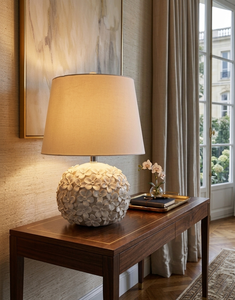 Petal Relief White Ceramic Table Lamp Plug in Wedding Table Lamp Restaurant Table Lamp Dining Table Lamp with Shade - Product Image 4