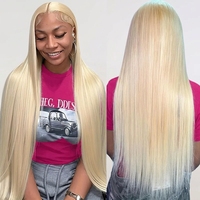 Perruque longue en cheveux vierges 613, lace front, cheveux humains, 13x4, blonde, lisse, HD transparente, pré-épilée, cheveux de bébé, sans colle