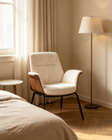 Fauteuil d'appoint commercial en bois courbé avec accoudoirs, revêtement en tissu, pieds en métal noir, chaise de loisirs pour hall d'hôtel, restaurant, mobilier de projet
