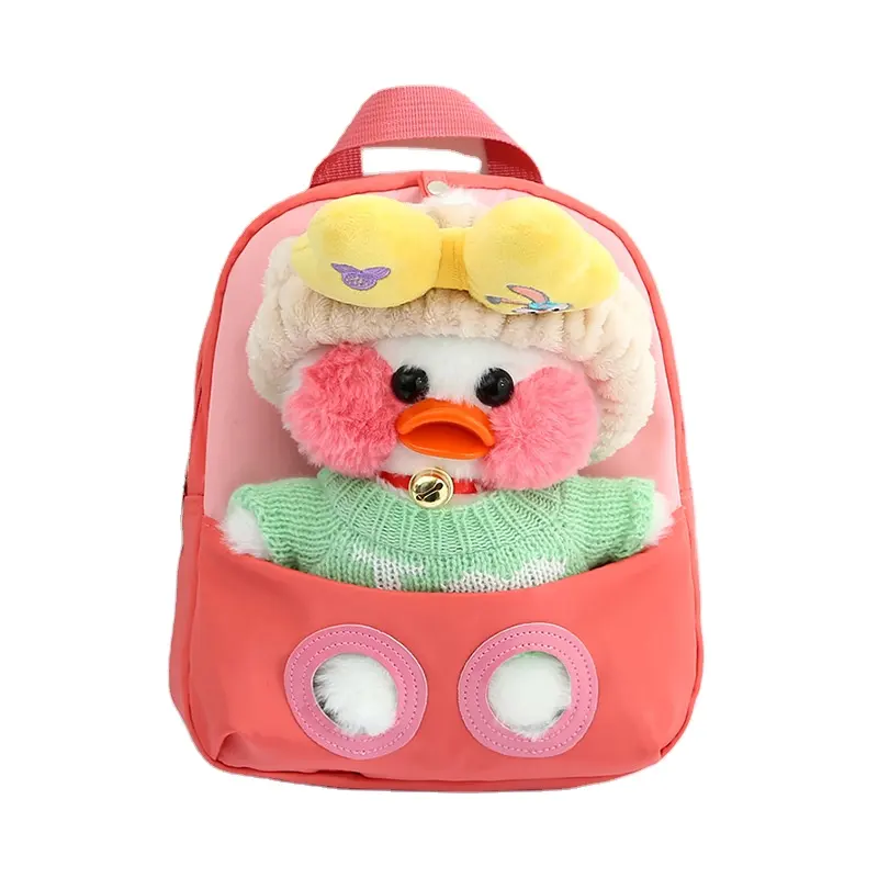 Mochila 3D para niñas y niños, bonita mochila de felpa de dibujos animados de pato con ácido hialurónico, mochila escolar de animales, bolsa Duududuck para niños