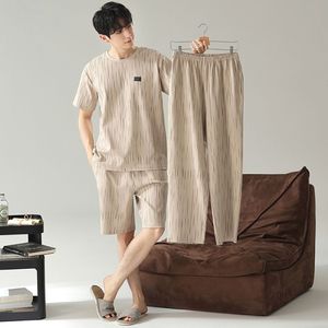 Conjunto <span class=keywords><strong>de</strong></span> <span class=keywords><strong>Pijama</strong></span> <span class=keywords><strong>de</strong></span> Algodón para <span class=keywords><strong>Hombre</strong></span>, Tres Piezas, Ropa <span class=keywords><strong>de</strong></span> Dormir Simple y Suave, Camiseta <span class=keywords><strong>de</strong></span> Verano <span class=keywords><strong>de</strong></span> Manga Corta, Pantalones Cortos, Pantalones Largos, <span class=keywords><strong>Pijama</strong></span> <span class=keywords><strong>de</strong></span> 3 Piezas, Ropa para el Hogar - Product Image 6