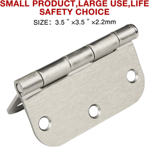 مفصلات أبواب مسطحة من النيكل المصقول مقاس 3.5 بوصة 5/8 بوصة مستديرة للمطبخ والمنزل والمكتب وغرفة النوم والمستشفى والمدرسة - Product Image 4