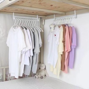 ที่แขวนเสื้อผ้า ที่เก็บเสื้อผ้า ตะขอแขวน ชั้นวางของข้างเตียง สำหรับหอพัก ห้องนอน สีขาวและสีดำ รูปทรงสี่เหลี่ยมผืนผ้า ตะขออเนกประสงค์ - Product Image 2