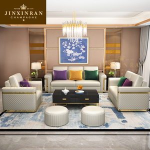 प्रकाश लक्जरी चमड़े loveseat सोफे कमरे में रहने वाले <span class=keywords><strong>2</strong></span> लोगों के लिए मुलायम गद्देदार तंग सीट कुशन सोफा सेट - Product Image 4