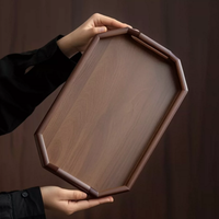Plateau alimentaire décoratif en bois, plateau de service aux coins arrondis pour la maison, le café, le restaurant, l'hôtellerie