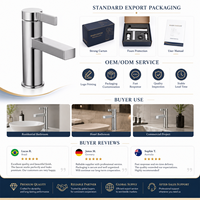 Robinet de lavabo minimaliste en chrome poli à poignée unique avec bec plat rectangulaire, robinet de lavabo en zinc pour salle de bain