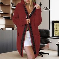 Cardigan long en maille torsadée avec poches, manteau pull automne-hiver, cardigan tricoté pour femme