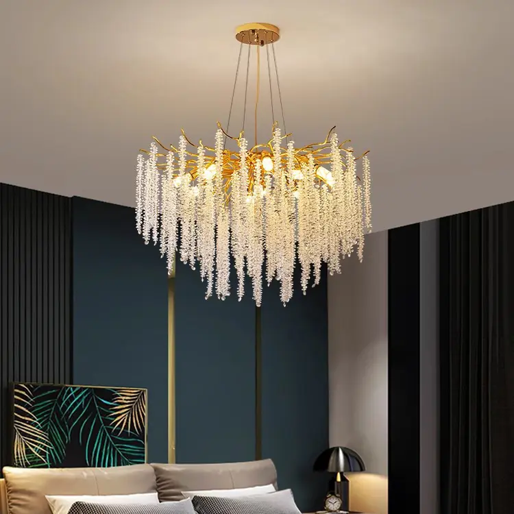 Golden Branch Luminaire Cristal Pendant Lights Chandelier Light Luxury Modern