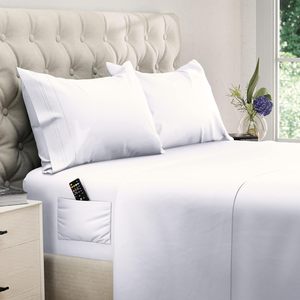 Set di Lenzuola King Size - 4 Pezzi Traspiranti e Rinfrescanti - Lenzuola King fino a 38 cm di Profondità con Tasche Laterali 100% Cotone Spazzolato - Biancheria da Letto per Hotel - Product Image 1