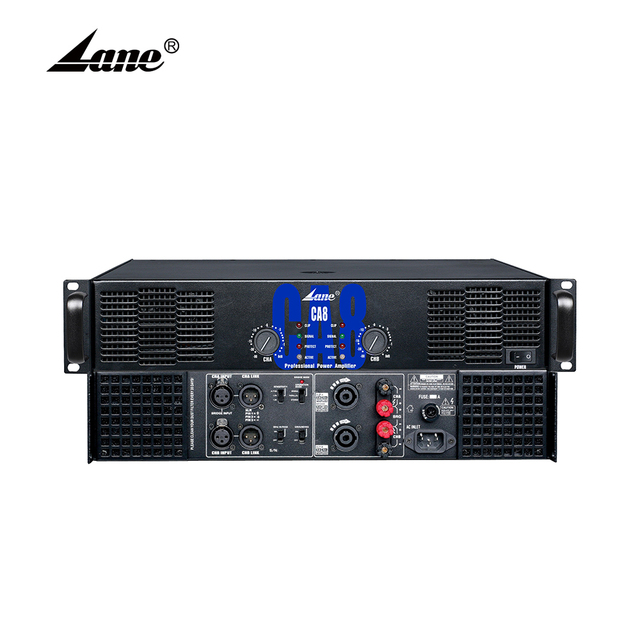Lane CA8 Factory 2U 500*2W Aluminium PA Class H 2 Channel Sound Power Amplifier 5000 Watts