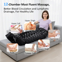 Appareil de pressothérapie à 12 chambres pour les soins à domicile, compression d'air, jambes, hanches, fessiers, taille, masseur, drainage lymphatique, machine de massage
