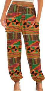 <span class=keywords><strong>Pantalon</strong></span> Harem Taille Haute Coupe Droite avec Poches Style Bohème Hippie pour Femme 100% Polyester Plage et Détente - Product Image 2