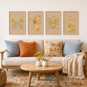 Creative Wood Slice Embroidery Set Stress Relieving DIY Activity Wooden Animal <b>Kit</b> for Adults Teens Nature Pattern - Product Image 6
