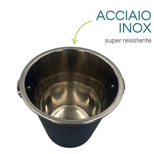 Seau à glace en acier inoxydable noir 4 litres avec poignées pour refroidir le champagne - Product Image 3