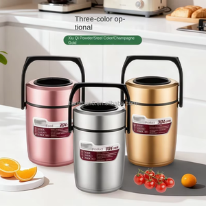 Boîte à lunch <span class=keywords><strong>hermétique</strong></span> portable en acier inoxydable 304, boîte à lunch thermique à double couche, récipient pour aliments, chauffe-aliments - Product Image 2