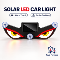 Lampe décorative solaire LED pour vitre de voiture, yeux de démon, rechargeable USB Type-C, avec ventouse, accessoires auto