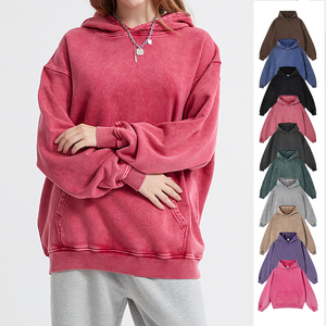 เสื้อฮู้ดดี้โอเวอร์ไซส์สไตล์วินเทจสีสันหลากหลาย พิมพ์โลโก้ตามสั่ง เนื้อผ้านุ่มพิเศษ งานฝีมือประณีต ล้างสีแบบแอซิดวอช สำหรับผู้ชาย - Product Image 5