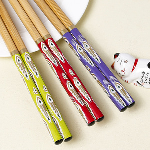 Palillos de Bambú de 24 cm con Diseño de Cola de Pavo Real, Colores Variados, Cubertería Individual para Regalo, Vajilla - Product Image 3