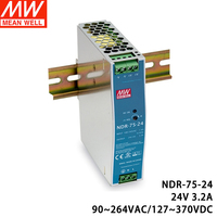 Alimentation électrique sur rail DIN NDR-75-24 Mean Well 75W 12V 3.2A, PFC actif, contrôle industriel, sortie simple, produit original authentique
