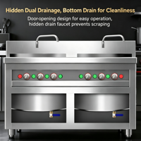 Cuisinière à nouilles à gaz double cuve en acier inoxydable professionnel avec deux tubes chauffants ondulés pour restaurant, Malatang, Ramen, Soupe