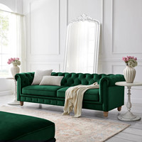 Nouveau style de canapé sectionnel de luxe européen capitonné en tissu, avec rembourrage en éponge, design moderne noir pour appartement et villa