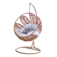 Ensemble de mobilier d'extérieur avec support de balançoire de patio, chaise suspendue en forme d'œuf en rotin tressé pour adultes, pour la détente en jardin