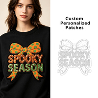 Nouveauté 2026 – Patchs thermocollants personnalisés en gros pour Halloween, grands nœuds en chenille à paillettes, broderies effrayantes pour vêtements
