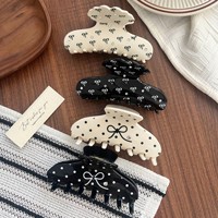YJL NOUVEAU Pince à Cheveux Élégante à Pois avec Nœud en Acétate Fait Main pour Femmes, Accessoire de Mode Coréenne pour Filles
