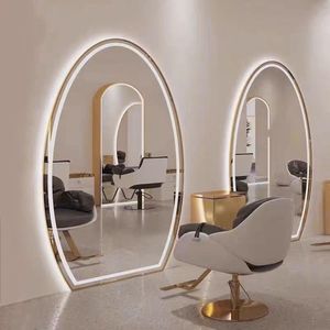 Miroir de salon LED moderne pleine longueur, miroir de vanité ovale en verre, interrupteur tactile, fixation murale pour salon de coiffure et institut de beauté - Product Image 1