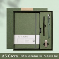 Ensemble de carnet en cuir PU A5 + stylo + recharge, noir, pour le bureau, l'école, les affaires